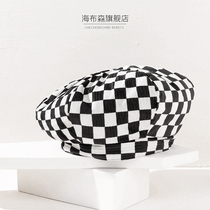 Berehat Womens Chessboard Plaid Spring Autumn 100 Hitch Tide New Internet Red Cloud hat 2021 Bursting Womens Winter