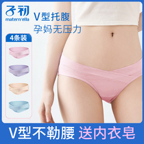 Early pregnant womens underwear cotton autumn thin womens early pregnancy in the middle and late pregnancy special low waist belly pants Head 4