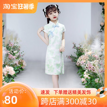 Childrens cheongsam dress Summer Chinese Wind girl Lions dress Girl with dress Girl Scout Pure Cotton 2022 New Thin improved summer clothing