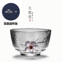 Kung Fu tea tea cup Japanese hammer head pattern Master cup Individual single cup Glass flower tea small cup Tea cup Tea cup