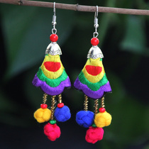 Ethnic style handmade earrings earrings earrings classical retro silk thread jewelry special bride decoration fabric embroidery