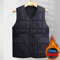 Autumn winter Warmth Thickened plus suede down cotton waistcoat male light inner wearing cashmere cotton vest with elderly waistcoat