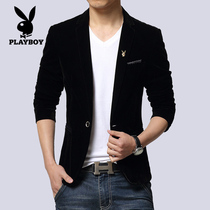Flower Playboy Leisure suit Mens body Han version Trend Business Spring Fall Little Western suit Mens gold velvet jacket