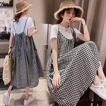 Net Red Gestational Woman Dress 2022 New Suit Short Sleeve T-shirt Woman Fashion Minus age foreign air dress Dress Loose not to be Pregnant