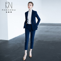 OL fashion temperament blue suit suit women Spring and Autumn interview work dress commuter business clothes work clothes