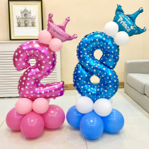 Childrens birthday party decoration digital aluminum film balloon column package Baby full moon 100-day decoration supplies