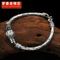 999 Sterling Silver Man silver bracelet couple niche design sense Korean style personality ancient style Man simple and generous