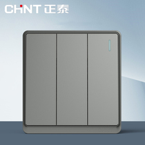 Zhengtai 86 Type Switch Socket Silver Grey Three Open Single Control Triple single control 3 open wall panel concealed silver color