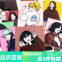 Square Handbill Stickler Diary Block Characters Illustrator Retro Color Block Handbill Decorative Collage Korean cartoon illustration