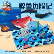 Whale Adventures Handpainted diy childrens creative art painting making toy material package puzzle art