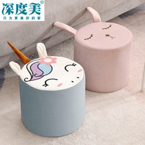 Cartoon Fabric small stool children creative cute couch stool round stool guest door hall changing shoes cushion feet small bench short stool