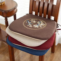 3 fold out of clear embroidered dining chair cushion New Chinese style chair cushion Chinese wind cotton linen cushion removable and thickened anti-slip seat cushion