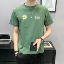 Summer slim fit for casual mens short sleeves T-shirt 2022 new trends Korean version printed blouses male clothing Compassionate Tide