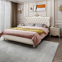American light luxury solid wood bed 1 8m High case storage Soft bunk bed master bedroom with double bed Wedding Bed Sketch Frame Princess Bed