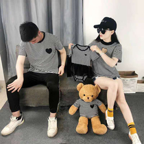 High-end baby parent-child outfit 2021 summer A family of three and four striped short-sleeved T-shirt mother and son mother and daughter outfit 100 days photo