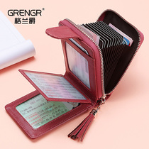 Driving License Real Cow Leather Large Capacity Card Clip Travel Document Sleeve Women Wallet Card Bag Integrated Bag Multifunction Multi-Position