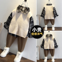 Boys autumn clothes suit Childrens three sets 2021 Spring autumn season new Korean version Childrens trendy handsome mens baby boom