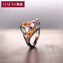 Heidi jewelry Glaze beauty mini Akoya seawater pearl inlay cold enamel craft S925 silver ring female