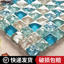 KASARO Mediterranean Crystal Ice Cracked Glass Mosaic tile Bathroom Pool Wall Sticker Background wall Non-self-adhesive