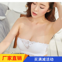 Bandeau strapless underwear Non-slip gathered incognito upper bracket word shoulder wedding dress anti-light bra summer