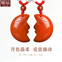 Dazzling Japanese red bamboo stone moon pendant male and female with a couple of necklaces crescent meniscus