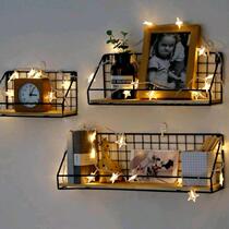 Shelf Wall toilet nail-free home decoration mesh wooden simple rectangular non-trace partition iron frame plate