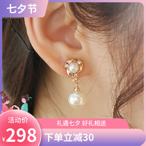 Pearl earrings 2021 new trendy retro temperament high-end S925 sterling silver ear nail ear clip no pierced ears hypoallergenic