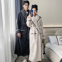 2022 autumn and winter new nightgown womens coral fleece casual style thickened long couple flannel home clothes winter