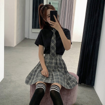 jk uniform class suit summer suit student college style long sleeve shirt pleated skirt junior high school sports uniform