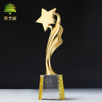 Metal trophy Five-pointed star custom crystal gold and silver copper group prize Large production lettering honor souvenir