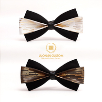 Bow tie male coffee golden stripe simple business leisure bow groom best man wedding wedding collar flower tide