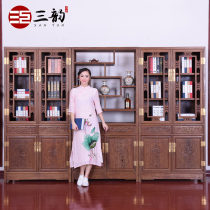Mahogany furniture Chinese classical solid wood furniture chicken wing wood furniture clear mahogany bookcase chicken wing wood bookcase