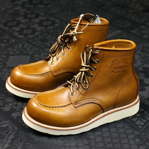 Spot vintage red wing style 875 AC personality yellow cowhide Harley Knight overgear boots High men