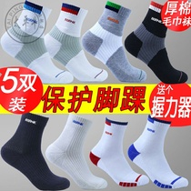 5 pairs of cotton men and women long and short autumn winter basketball running professional badminton socks tennis socks sports socks