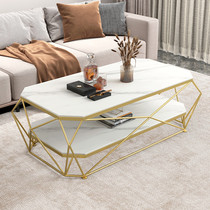 Tea table light extravagant modern small family style living room home table minimalist about Nordic bilayer containing rock plate marble free of installation