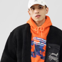 SAMESAME winter loose thickened collarless fleece lamb fleece jacket mens trendy stitching warm jacket cotton jacket