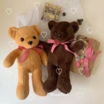 Moon God girl Korean ins red ribbon Plaid bear toy bear bear plush doll birthday gift