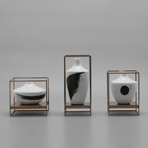 New Chinese Creative Iron Art Ceramic Crafts Swing Piece Home Living Room TV Cabinet Wine Cabinet Decorations Desktop Furnishing