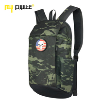 MYFUTURE My road Mini backpack Mens and womens mountaineering bag Outdoor camouflage canvas casual small backpack 10L