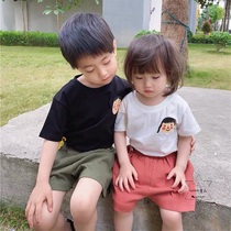 Special price no refund for children cartoon printed pattern short sleeve T-shirt shorts suit brother-in-law brother-in-law suit