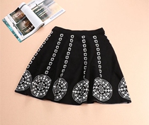 Q skirt spring cotton double-sided knitted skirt print bottoming A- line dress foreign trade womens high waist skirt short skirt