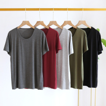 Two-piece modal T-shirt men summer thin loose large size old ice silk undershirt half sleeve round neck base shirt