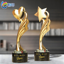  Love crystal trophy metal five-pointed star heart-shaped custom-made anti-epidemic physician nurse volunteer award memorial