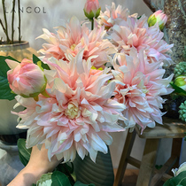 Lancol simulation flower light pink dahlia home flower arrangement living room table with wedding decoration silk flower fake flower