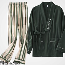 Princess Mark couple pajamas female spring and autumn pure cotton trend mens Japanese kimono home service set autumn and winter