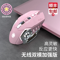 Front walker wireless Bluetooth mouse rechargeable silent silent pink cute laptop game e-sports girl unlimited Suitable for Apple Xiaomi HP Huawei without receiver