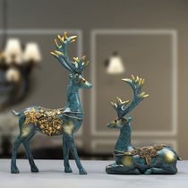Eurostyle Elk Deer Swing Piece Home Ornament Creativity Wedding Gift Giving Living-room TV Cabinet Xuanguan Adornment Furnishing