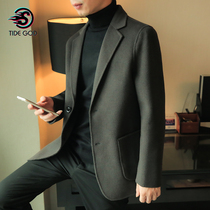Autumn and winter mens wool The big coat short and double face cashmere suede jacket with a Han version casual suit thickened