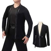 Mens Latin Dance Top Dress Diamonds Latin Dance Costume Adult Dance Show Dress Tops Dance Bright Diamonds