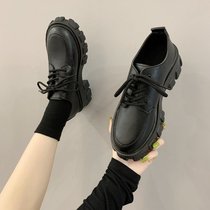 College Wind Small Leather Shoes Women Inglust Wind 2020 New Autumn 100 Lap Thick Bottom Heel Retro Black Working Shoes Single Shoes